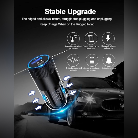 30W USB C Car Charger PD 3.0 Fast Charge Dual Port USB Type C 2.4a USB A Cagardo - Picture 5 of 11